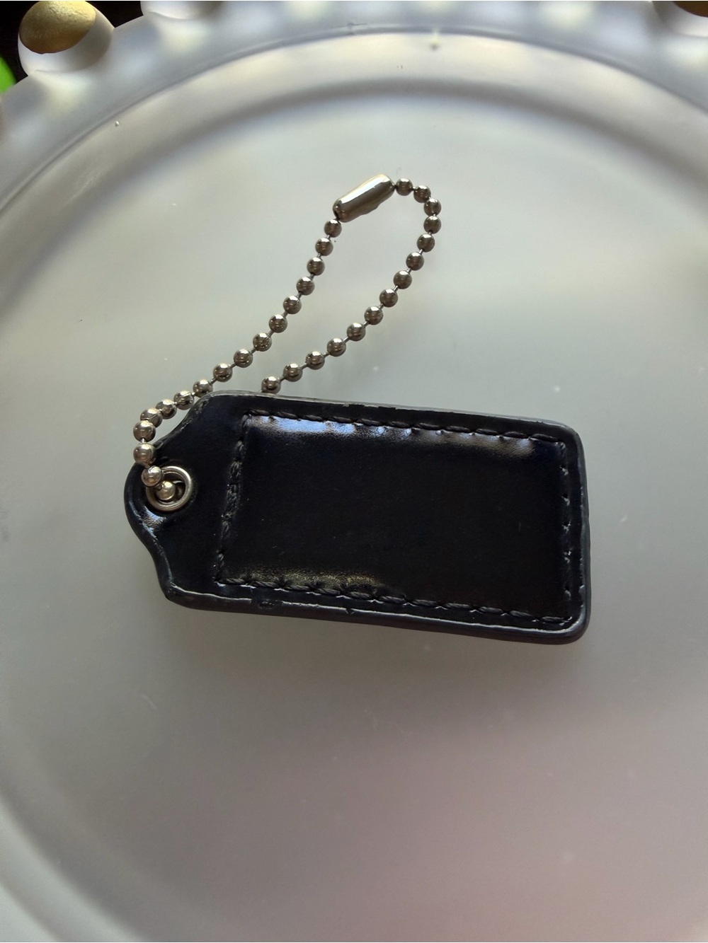 Coach Black Patent Hang Tag Leather with Silver Tone Ball Chain - Picture 2 of 6